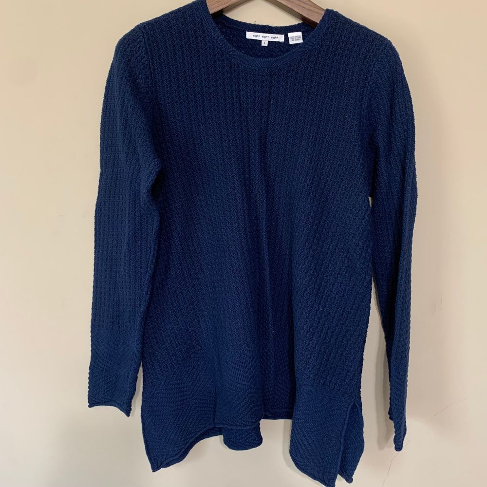 Eight Eight Eight Blue Sweater Large 100% Cotton